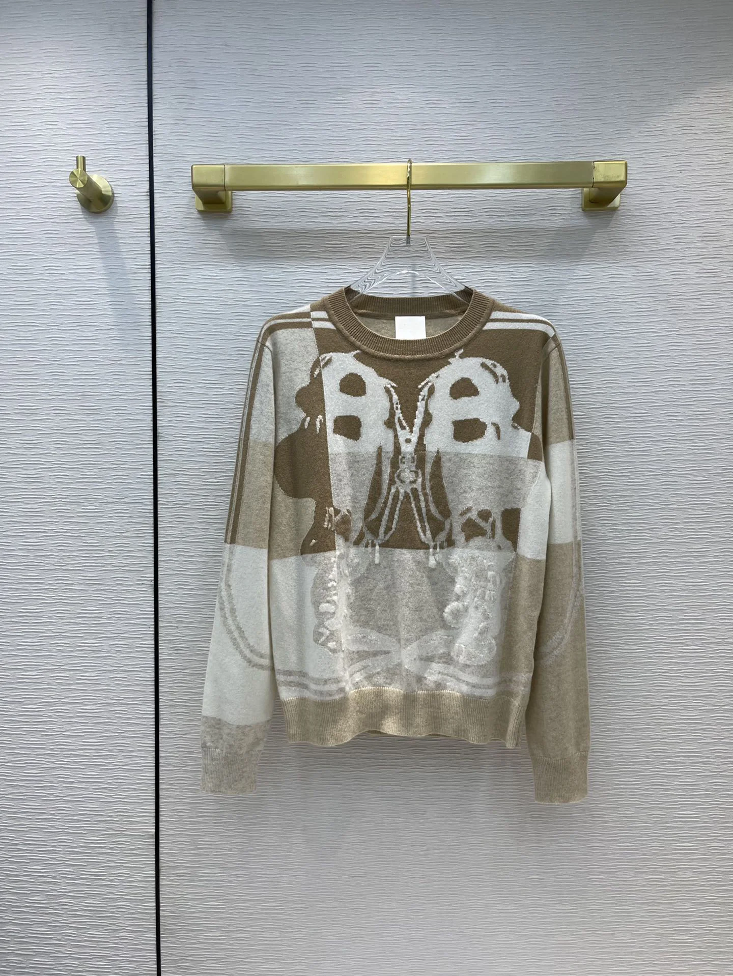 

Женский кашемировый свитер, жаккардовый пуловер с длинными рукавами и круглым вырезом, осень 100%