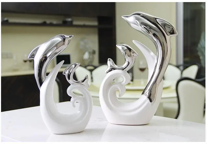 Современная керамика Дельфин украшения гостиной дома настольные статуэтки