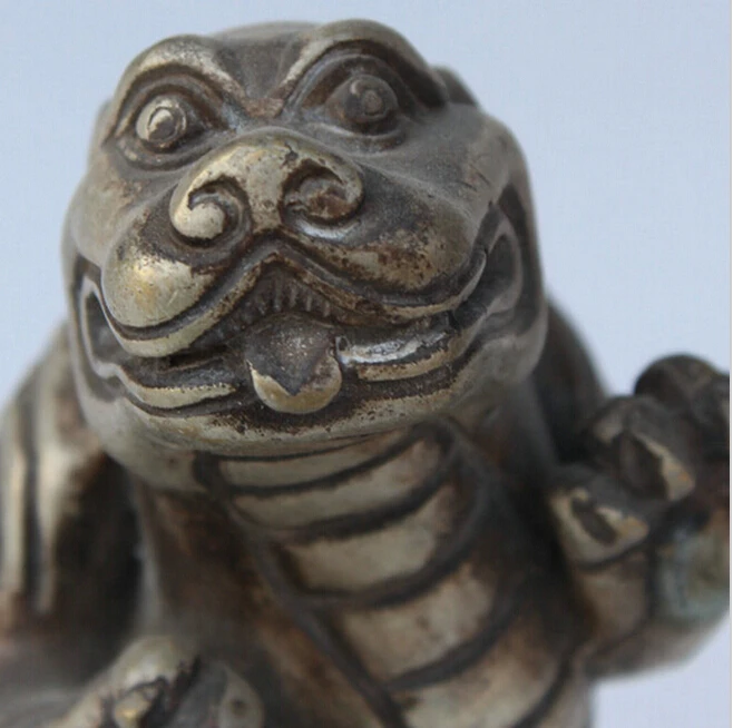 923 + 6 &quotСтарый китайский фэн-шуй Бронзовый Серебряный зверь животное бестиал