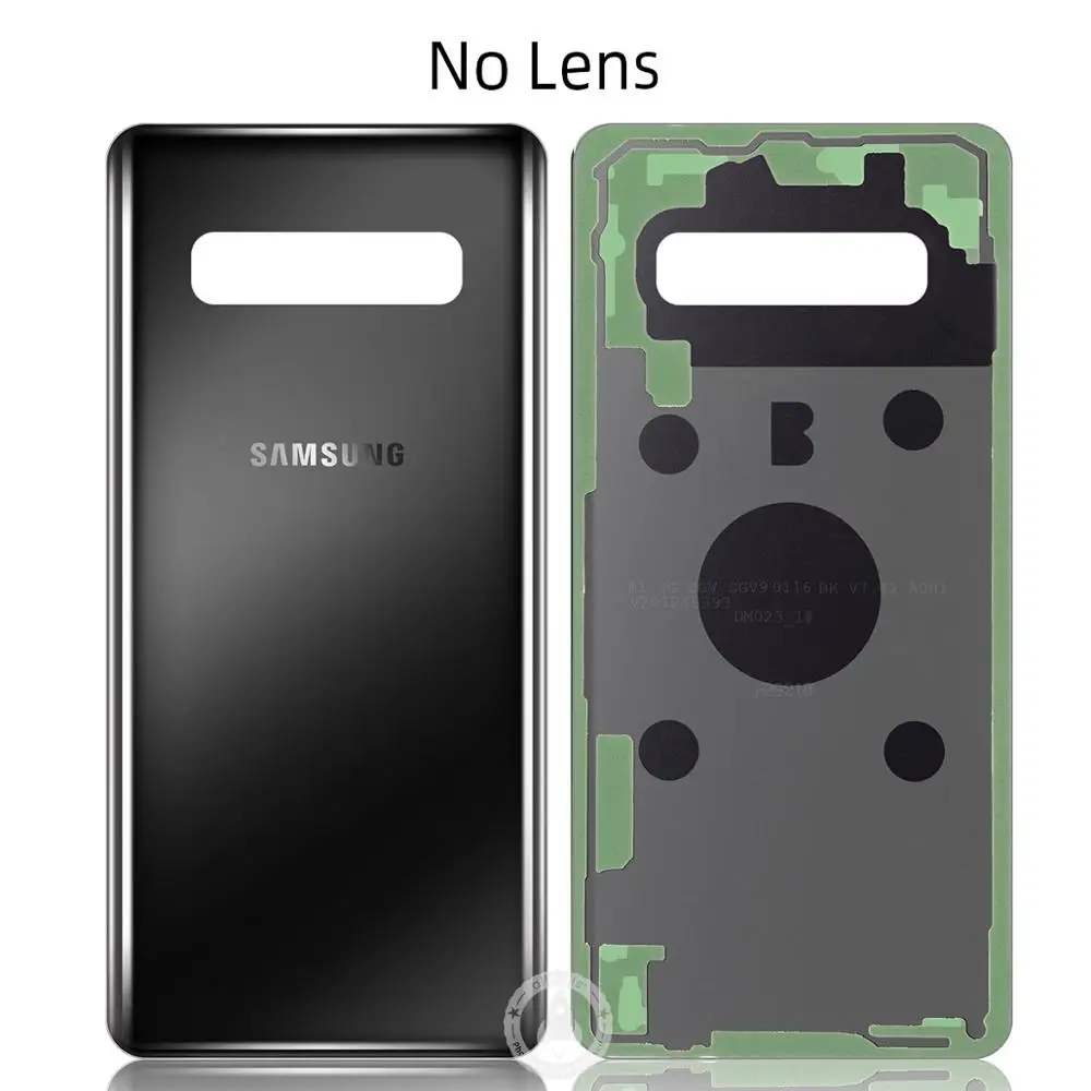 Оригинальная сменная батарея задняя крышка дверное стекло для samsung S10+ Корпус S10 Plus SM-G9750 задняя крышка чехол стеклянная задняя крышка - Цвет: Black No Lens