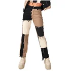 Женские джинсы-карго с завышенной талией, прямые джинсовые брюки