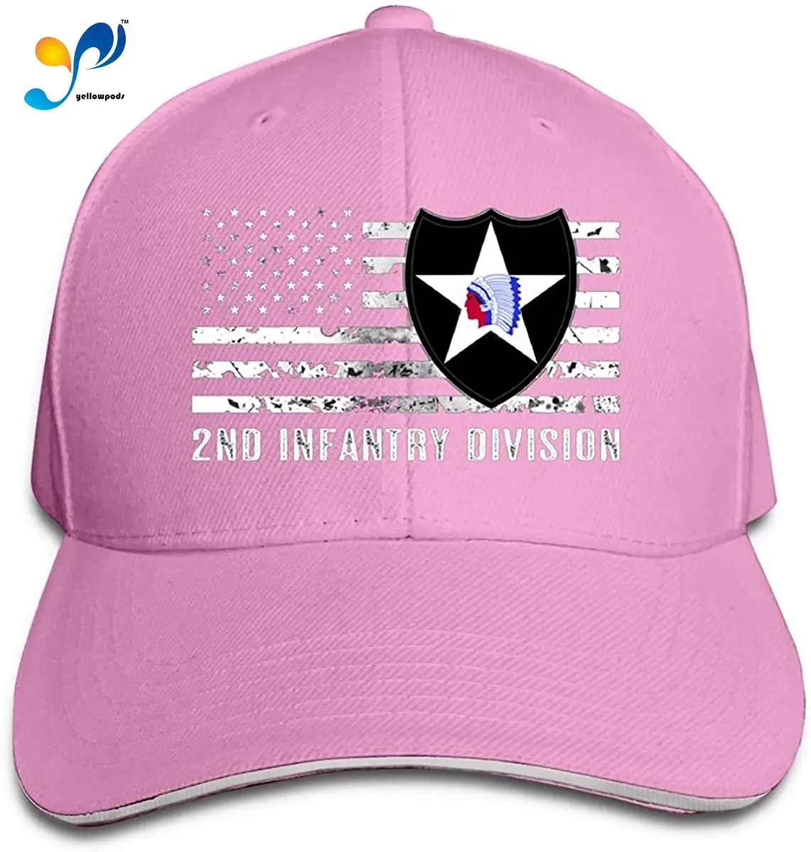 

Classic 2nd Infantry Division Distressed Flag Baseball Cap Adjustable Peaked Sandwich Hats