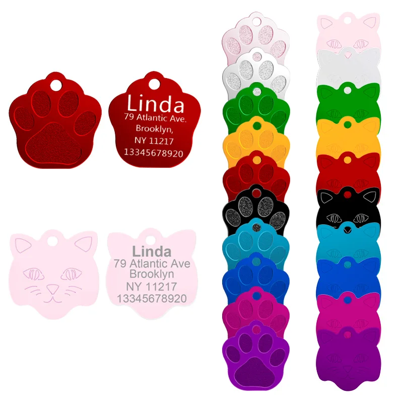 100pcs 10colors Engravable Customize Metal Pet Dog ID Tag Military Bone Personalized Cat Puppy Name for Collar Accessory | Дом и сад