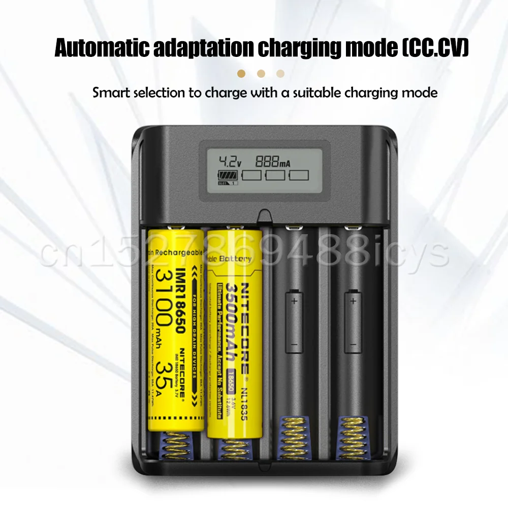 Оригинальное 2-в-1 Зарядное устройство Nitecore F4 с четырьмя слотами для зарядки