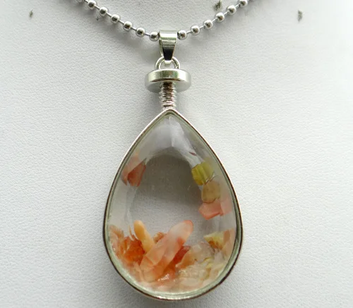 Подвеска из натурального камня и стекла для изготовления ювелирных изделий