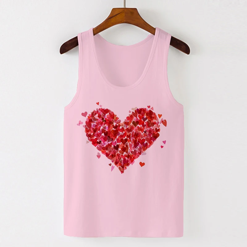 Женская майка без рукавов с принтом в виде сердца|Майки| |