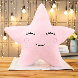 Pink star Плюшевые небесные подушки спальные улыбка облако звезда Капля воды подушка в виде Луны детская кроватка Декор природа подушка белый розовый серый - Цвет: Pink star