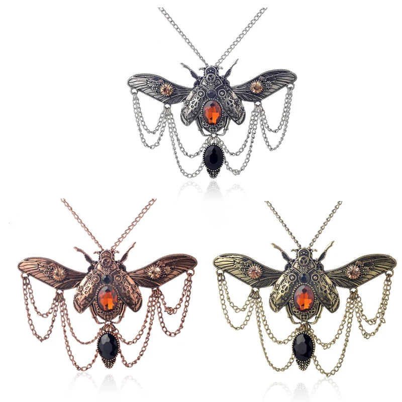 Стимпанк Шестерня Fly Жук с металлической кисточкой ожерелье для женщин в