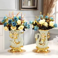 european style ceramic golden swan vase arrangement dining table decoration accessories golden elephant vases dried flowers