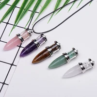 1pc bullet shape natural stone pendant amethyst rose quartz colorful jewelry for men and women chakra gem charm crystal gift