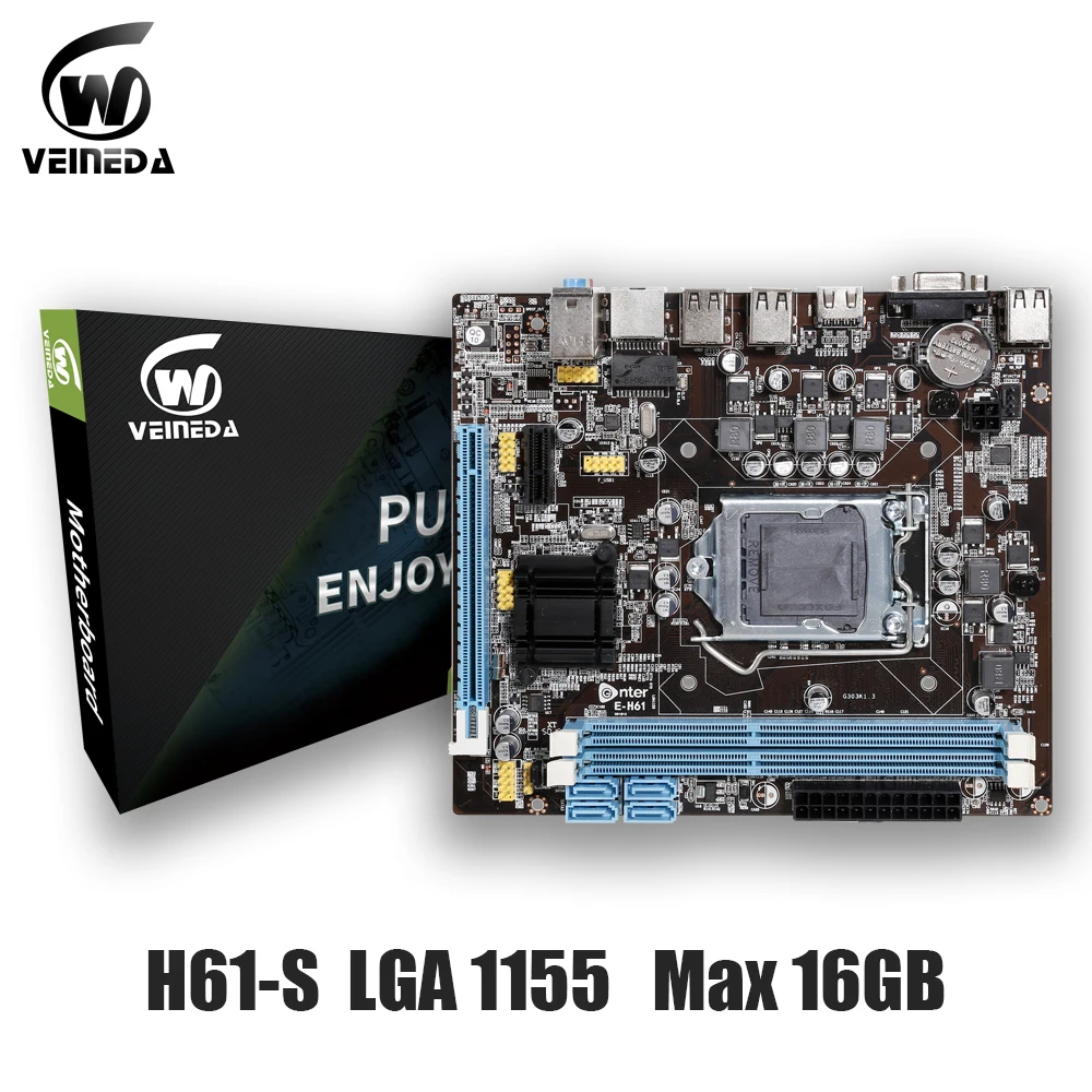 Оригинальная H61-S материнская плата VEINEDA для настольных ПК с разъемом LGA 1155 для Intel Core i3 i5 i7 DDR3 с памятью 16G uATX H61