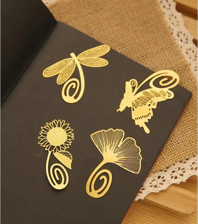 3 Pcs Mini Reading Gold Tone Romantic Metal Clips Book Mark for Arts Label Great Gifts Decoration