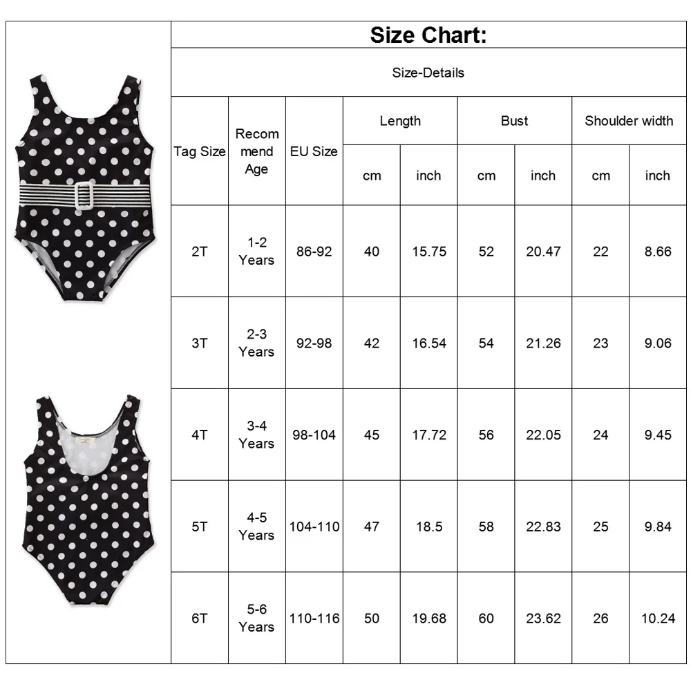 Цельный Детский летний купальник в горошек для маленьких девочек с поясом бикини