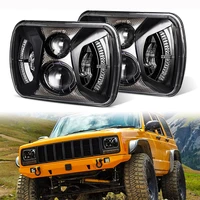 75watt square 7 inch 5x77x6 led truck headlights for jeep wrangler yj cherokee xj h6014 h6052 h6054 daytime running lights