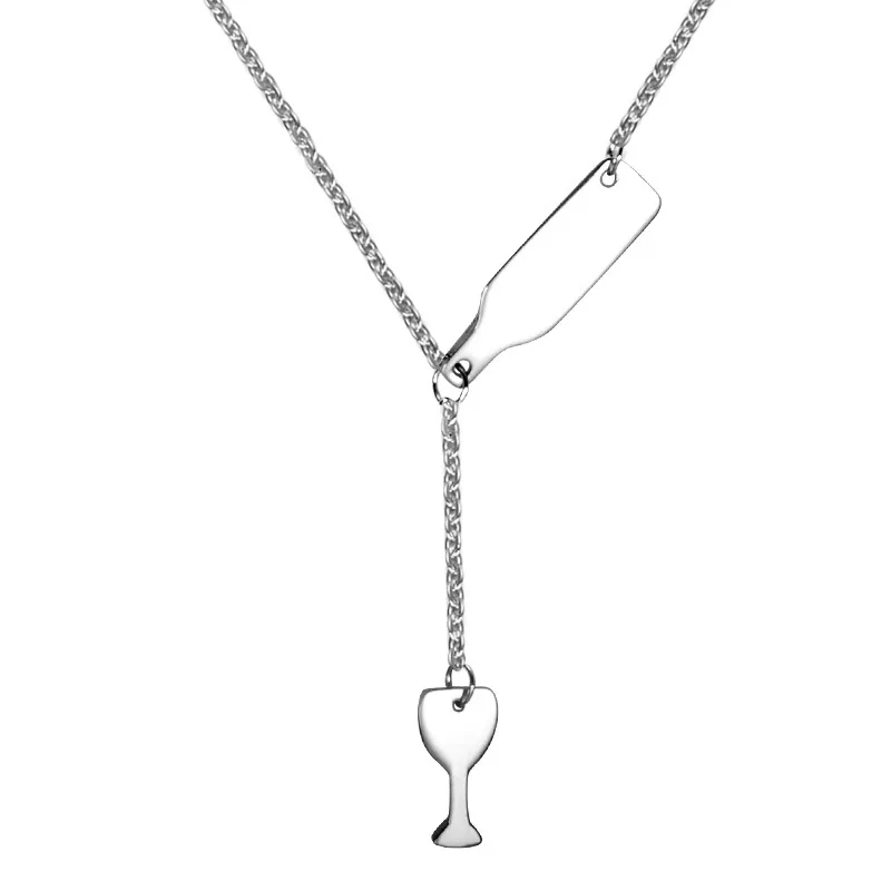 metal pendant necklace initial Long wine bottle boho cuban gold chain Beer Cup women jewelry Statement Gift Choker | Украшения и