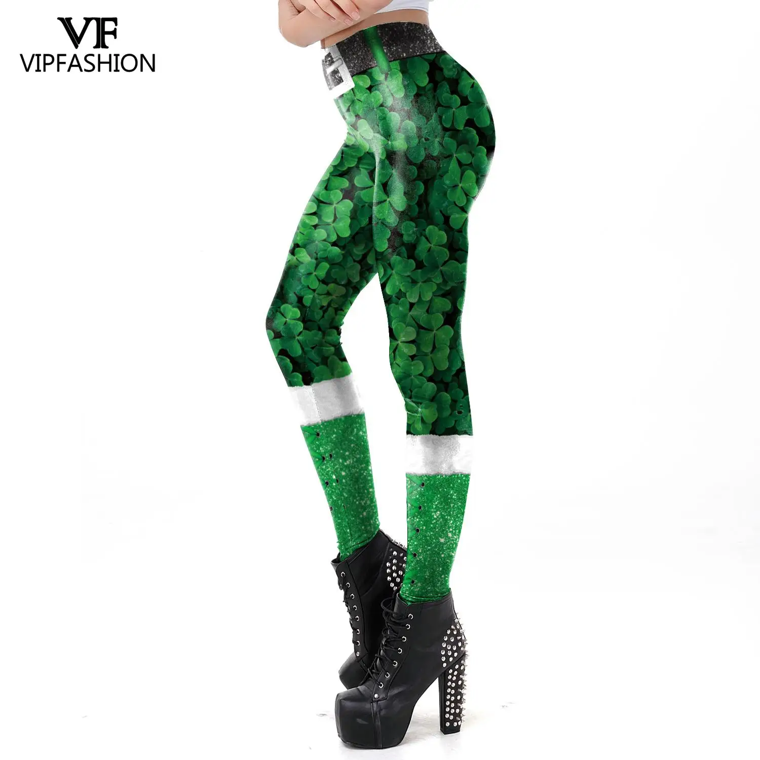 Модные женские леггинсы VIP 2020 нового дизайна на День Святого Патрика клевер удачи