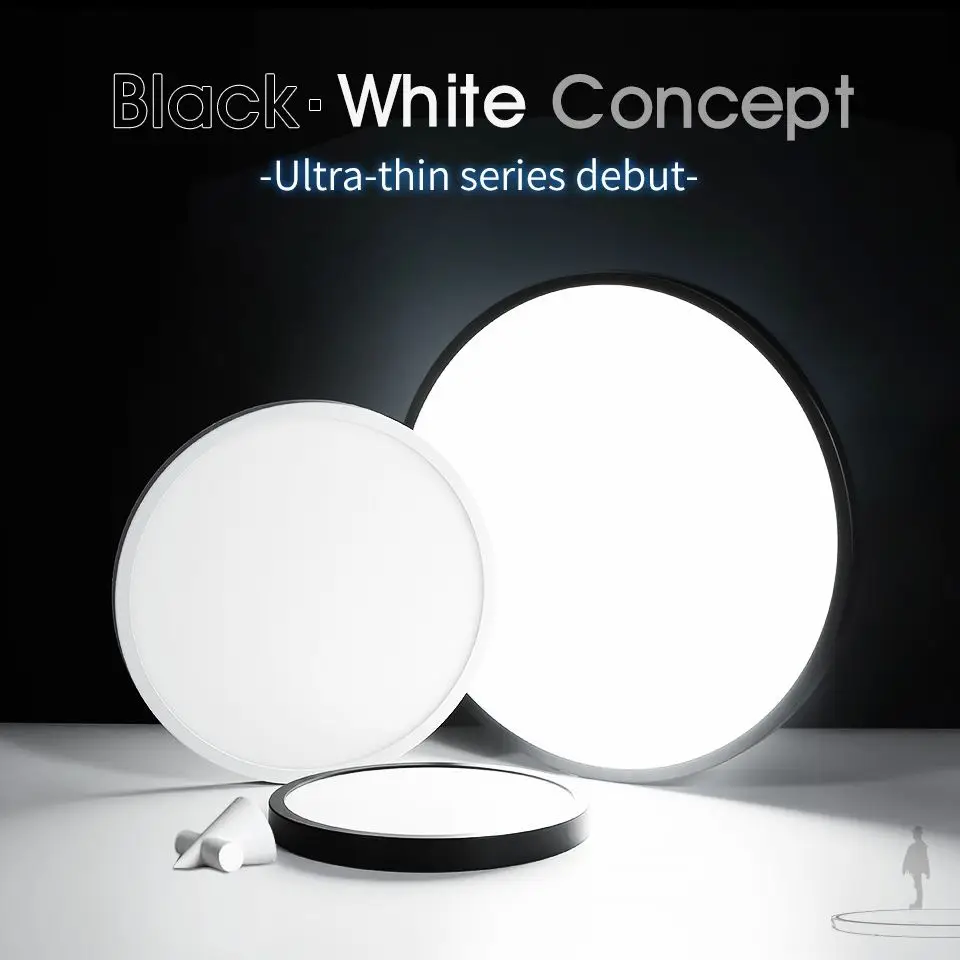$16.18 LED Ceiling Lights 0.9inch LED Ultrathin Ceiling Lamp Warm White Cold White Black White Round Lighting Living Room Bedroom Light