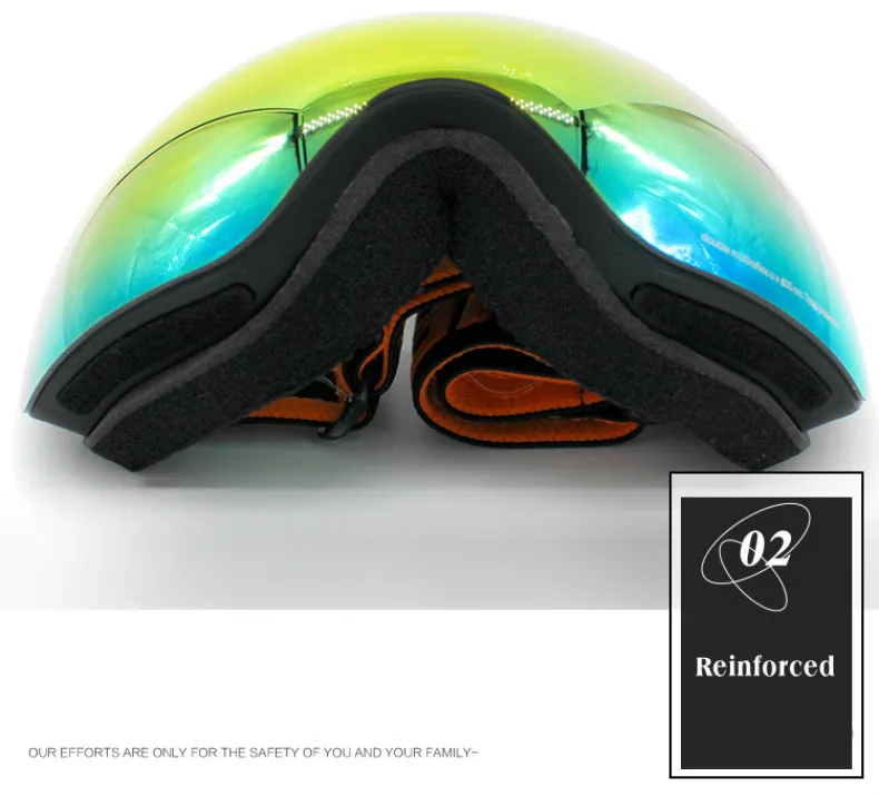 GSOU SNOW Ski Goggles Double Layers UV400 Anti-fog Big Ski Glasses Men Women Snowboarding Skiing Goggles With Packet