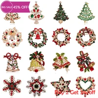 christmas tree wreath bells snowflake brooches delicate shinny crystal rhinestone pin brooch for women christmas gifts