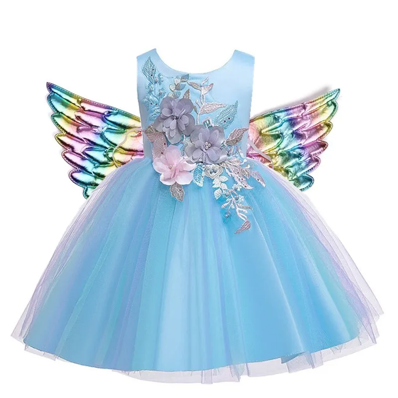 Бальное платье принцессы для маленьких девочек кружевное с цветами подружки