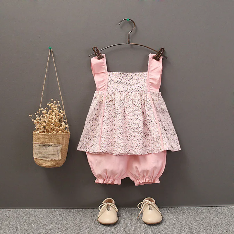 2 шт./компл. летнее платье для маленьких девочек без рукавов в горошек с принтом на