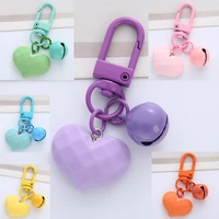candy girl heart multifaceted love key chain pendant metal candy color bell bag ornament car keychain pendant heart shape
