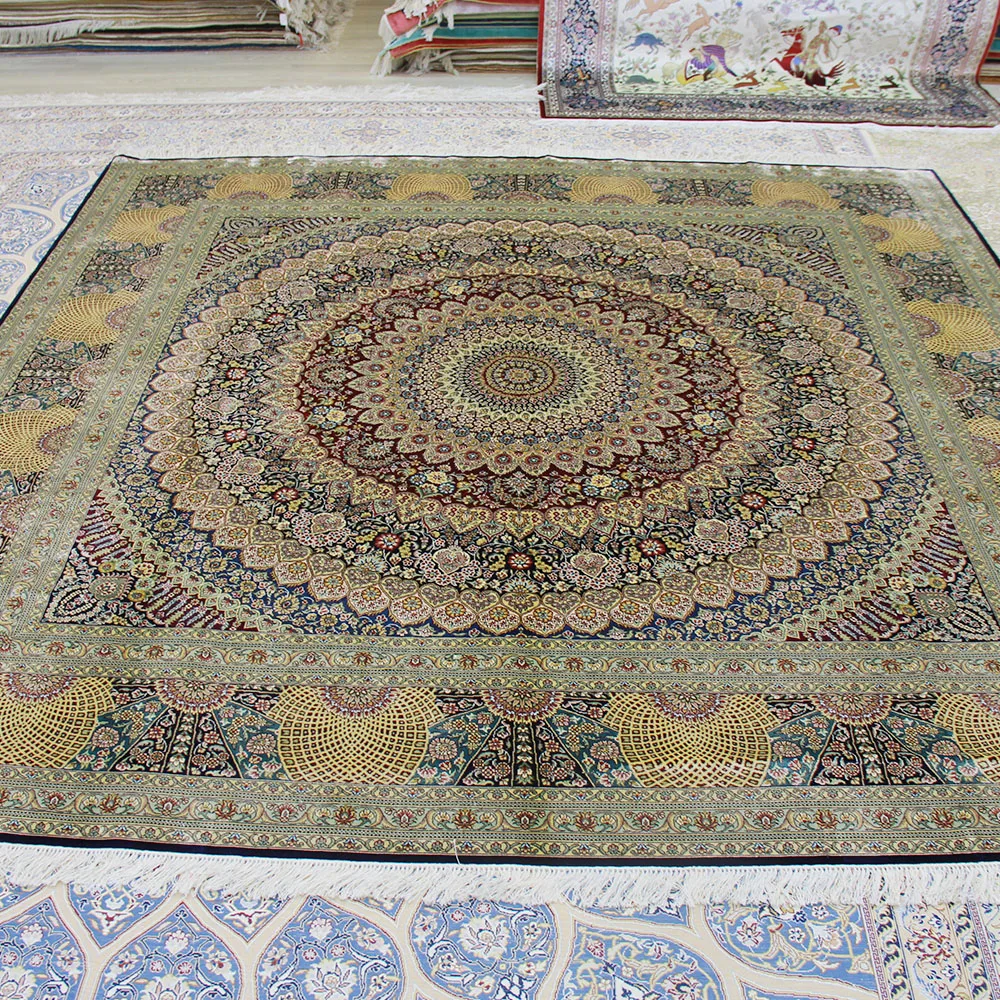 Koop Yilong 8 'X 8' Vierkante Handgemaakte Iran Zijden Kleed Oosterse Unieke Zijden Tapijt Decoratie (TJ051)