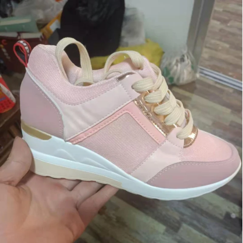 

Female Sneakers Wedge Thick Bottom Lace Up Women's Shoes Vulcanized Shoes Casual Platform Ladies Shoe 2021 New Autumn