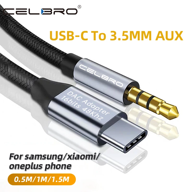 Аудиокабель с разъемом Usb Type-C на 3 5 мм Aux переходник ЦАП-кабель автомобильный