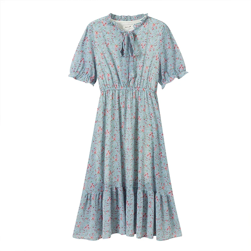 

Make spot han edition small broken flower dress in summer short-sleeved chiffon dress in female a-line skirt