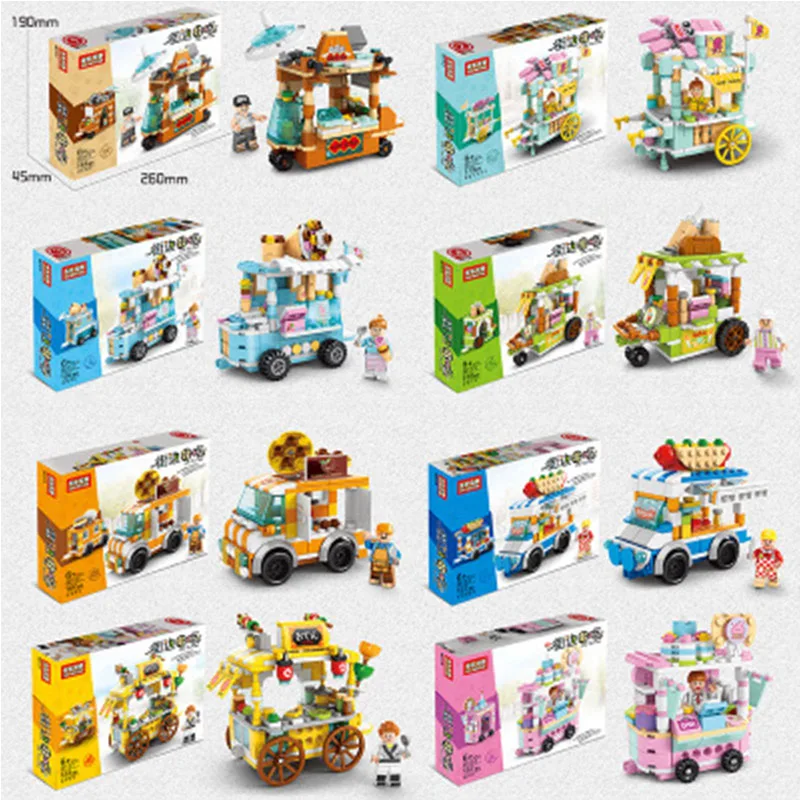 Мини уличный вид Снэк продавец Строительная модель строительные блоки игрушки