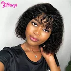 Парик фея, Короткие вьющиеся парики из человеческих волос, дешевые парики из человеческих волос для чернокожих женщин, парики с глубокой волной, парики ручной работы, Короткие парики