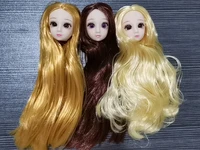 30cm doll accessories 16 bjd doll head 3d eyes brown golden yellow hair purple and black eyes girl toy diy fashion dress up