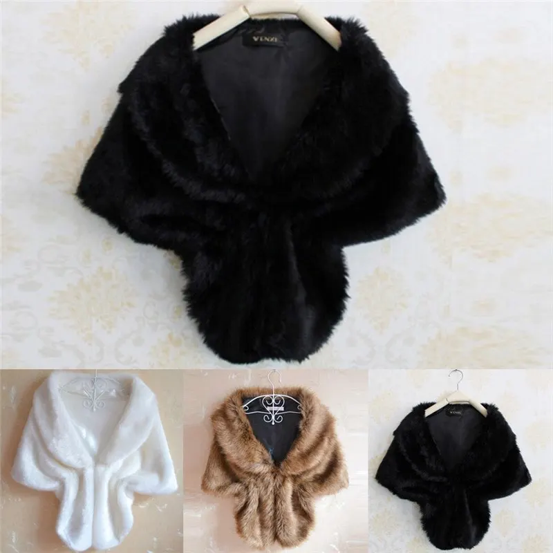 1 ПК Дамская плюшевая меховая шаль обернуть свадебная куртка жилет болеро поясок накидка черный белый коричневый стильно на.