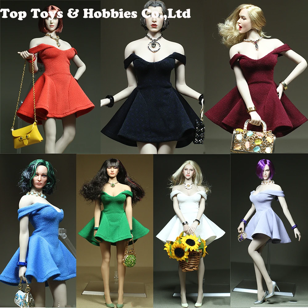 

В наличии 1/6 sexy Morning glory платье принцессы без бретелек вечернее платье юбка ожерелья Сумки из натуральной кожи для женщин, фигурка героя тела