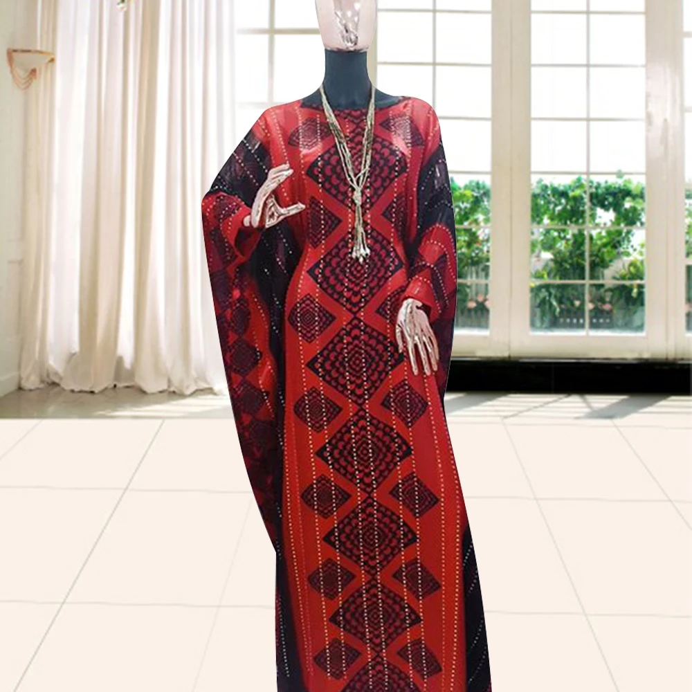 Новое поступление 2021, однотонная африканская одежда для женщин, рукав летучая мышь, Ранняя анкарская Геометрическая Печать, нигерийские му... от AliExpress RU&CIS NEW