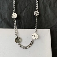 fashion new men and women smile face street hip hop titanium steel couple necklace ins new trendy 2020
