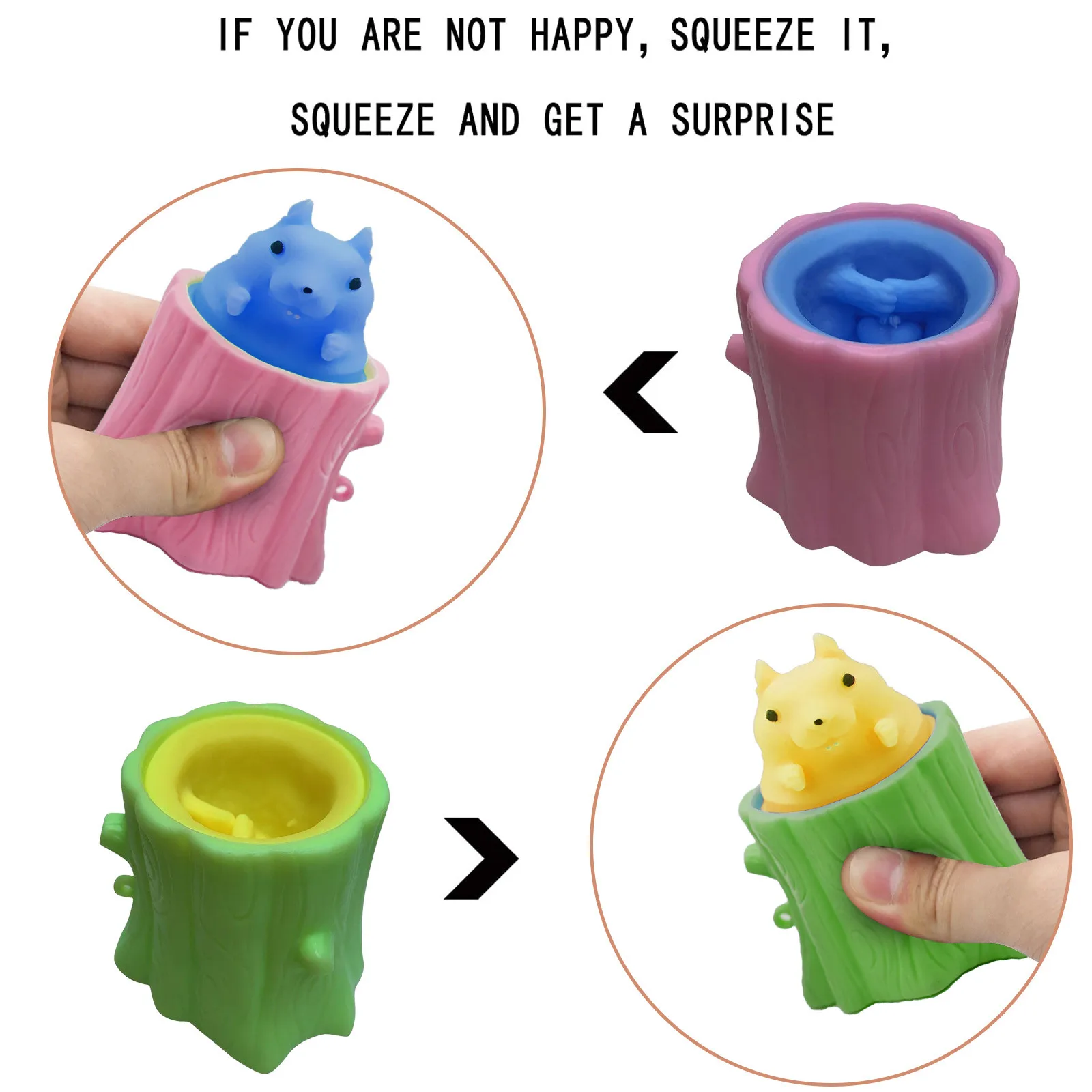 

Squeeze Squirrel Cup Children's Funny Toys Evil Decompression Tree Stumps Fidget Toys Cute Miniature Telescopic Pen Holders#85