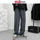 Мужские однотонные мешковатые спортивные брюки LAPPSTER в стиле Харадзюку, мужские джоггеры с широкими штанинами, мужские повседневные винтажные спортивные брюки, брюки, 2022
