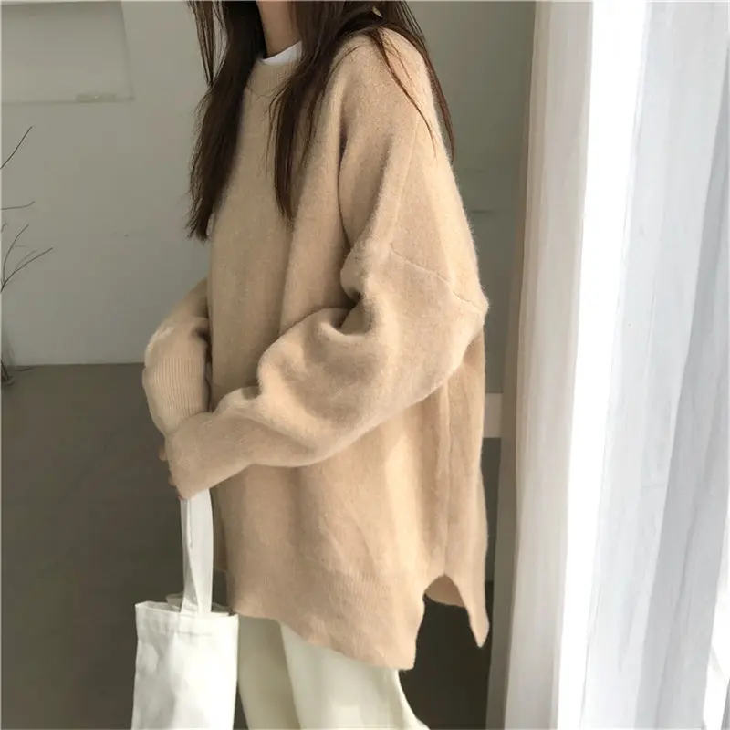 HziriP Loose Brief Sweet Stylish Girls Cute Winter Solid Chic Gentle Elegant Warm Soft All-Match Women Knitted Basic Sweaters | Женская
