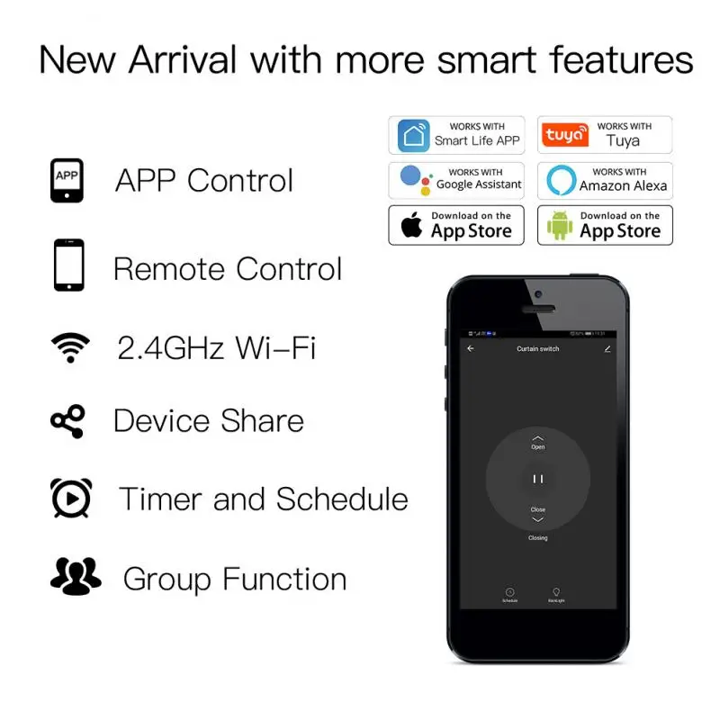 

Tuya Smart WiFi Switch Module 90-250V Smart Curtain Switch Module Smart Life APP Remote Control Works With Alexa Google Home