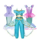 Девушки арабское платье принцессы Детское платье русалки для детей для костюмированной вечеринки Жасмин Костюм Русалки для девочек на день рождения вечерние Рождественский костюм от 3 до 10 лет