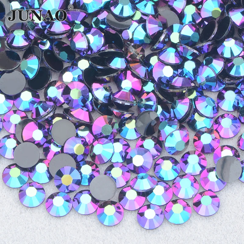 JUNAO 4 5 6mm Jelly Light Purple AB Flat Back Decoration Rhinestone Non Hotfix Crystal Stones Stickers Face Nail Art DIY Crafts images - 6