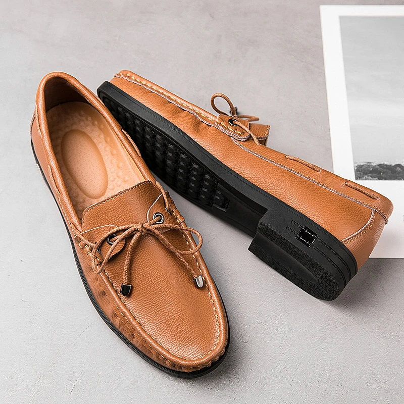 

Мужские Кожаные парусные туфли Love, лоферы с низким верхом, кожаная повседневная обувь с одной педалью, большой размер 38-47 *, весна