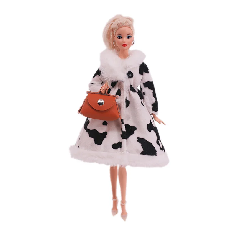 Одежда для куклы Барби платье меховое пальто свитер пижама юбка сумки аксессуары