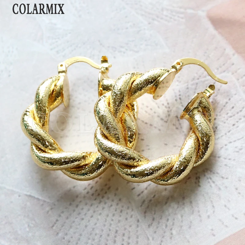 

8 pairs Wrist fat metal hoop earrings high quality gold filled polish matte color fashion jewelry for women 51073