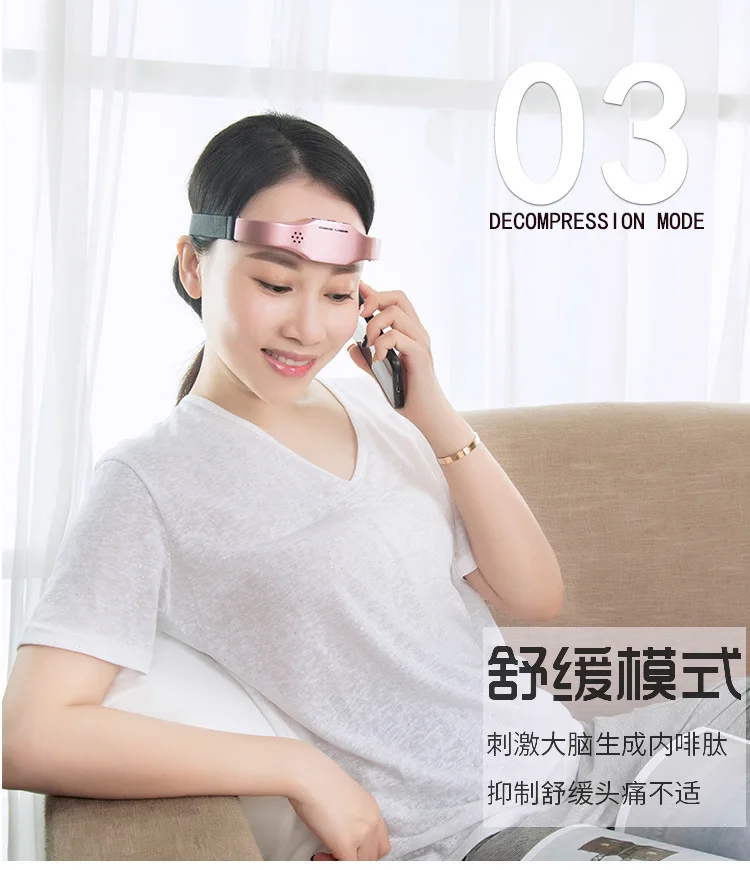 1Pc Digital Therapy Pulse Stimulate Head Relaxation Device Wireless Low Frequency Stress Relief Brace Unisex Sleeping Aid | Красота и