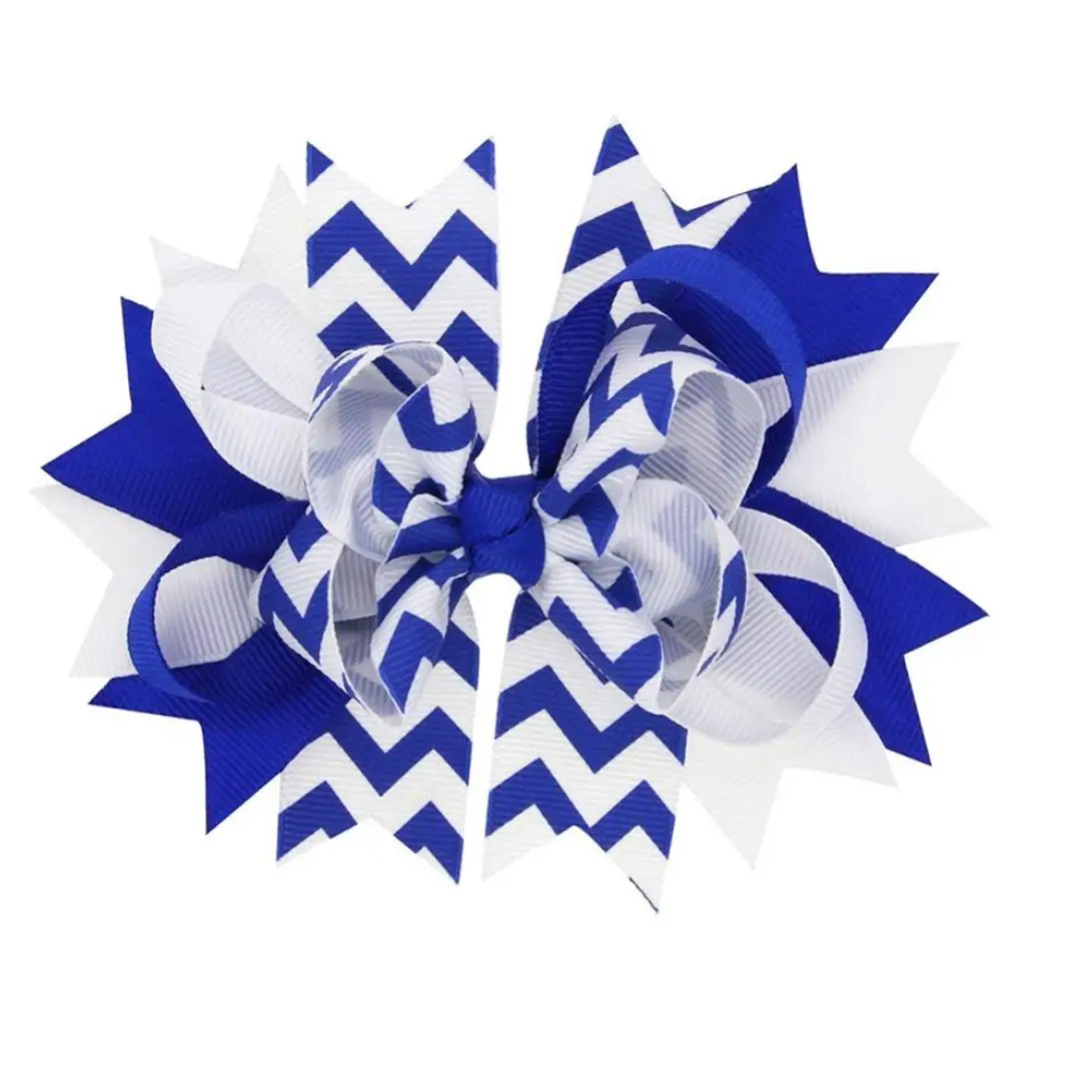 Children Ribbon Bow Tie Hair Clip Cute Baby Girl Beautiful Headdress Bowknot Barrette Royal Blue 1pc | Дом и сад