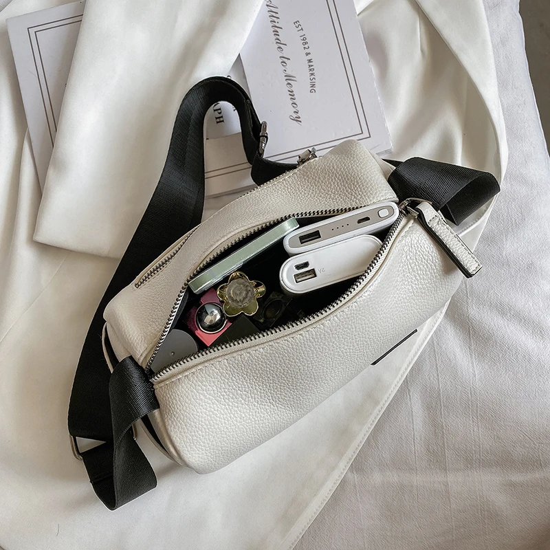 

High Quality Soft Leather Crossbody Shoulder Bags White For Women 2021 New Luxury Casual Designer Ladies Chain Messenger Bag