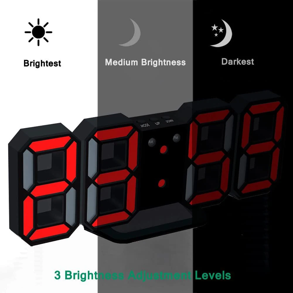 Новые 3D светодиодный настенные часы Современные цифровые настольные будильник